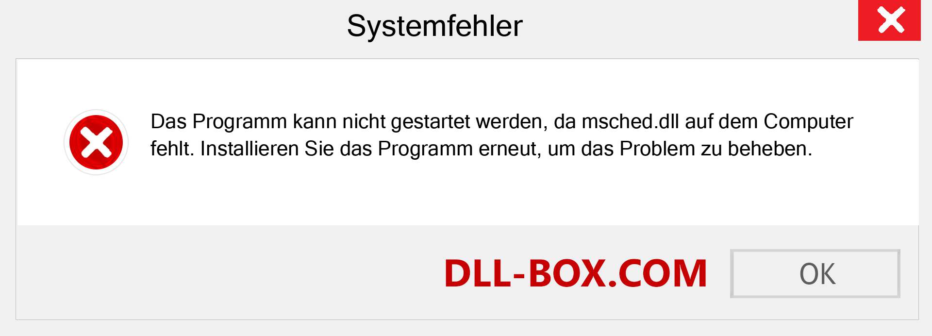 msched.dll-Datei fehlt?. Download für Windows 7, 8, 10 - Fix msched dll Missing Error unter Windows, Fotos, Bildern